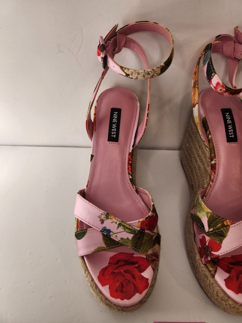 Nine West Pink Floral Espadrille Wedge Sandals